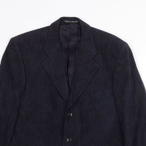 Marks and Spencer Mens Blue Cotton Jacket Suit Jacket Size 40 Regular