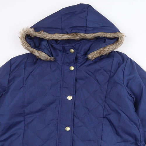Anne de Lancay Womens Blue Quilted Jacket Size S Snap