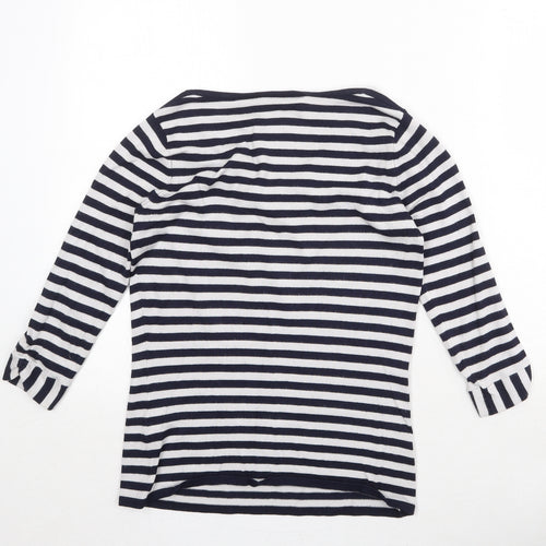 Principles Womens Blue V-Neck Striped Viscose Pullover Jumper Size 10
