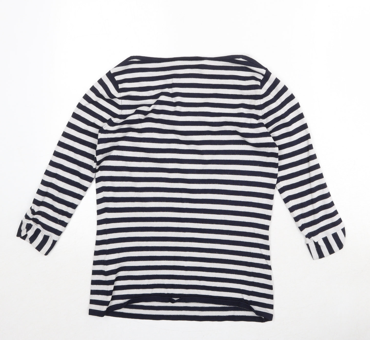 Principles Womens Blue V-Neck Striped Viscose Pullover Jumper Size 10