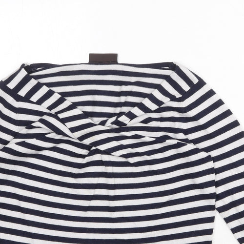 Principles Womens Blue V-Neck Striped Viscose Pullover Jumper Size 10