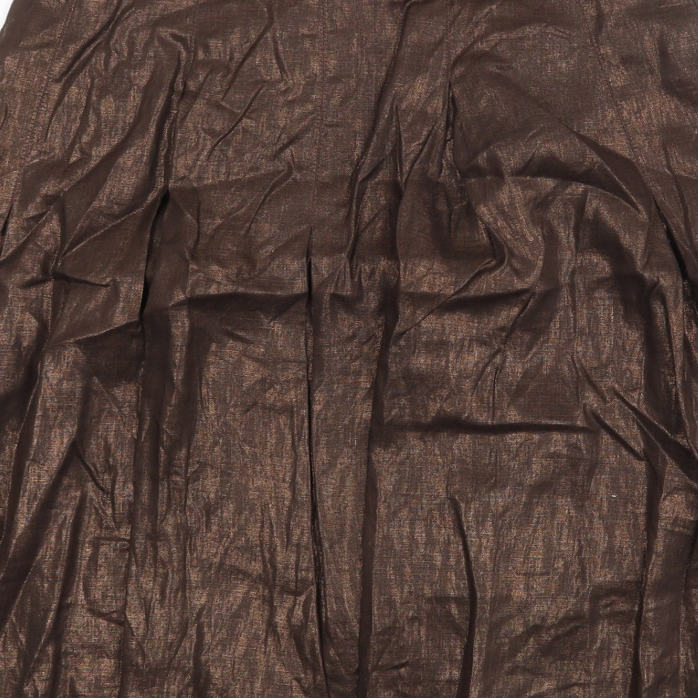 NEXT Womens Brown Linen Swing Skirt Size 12 Zip