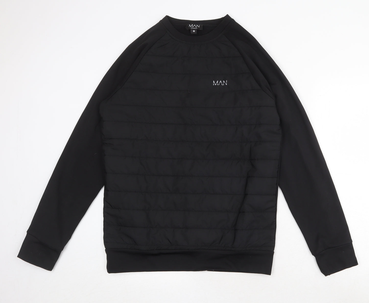 Boohoo Mens Black Polyester Pullover Sweatshirt Size M