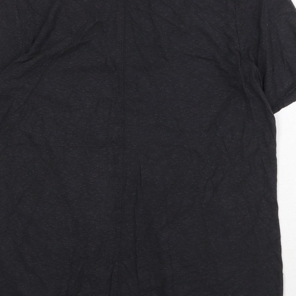 River Island Womens Grey Cotton Basic T-Shirt Size 10 Scoop Neck - Embellished Neckline