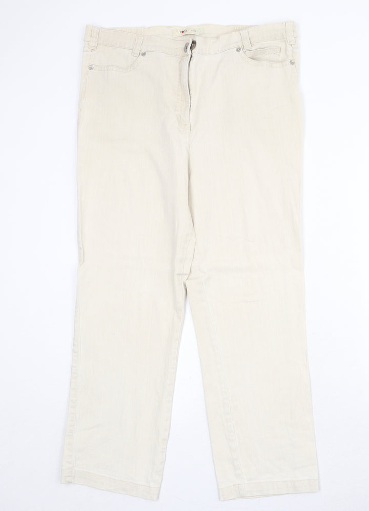 Toni Womens Beige Cotton Straight Jeans Size 35 in Regular Zip