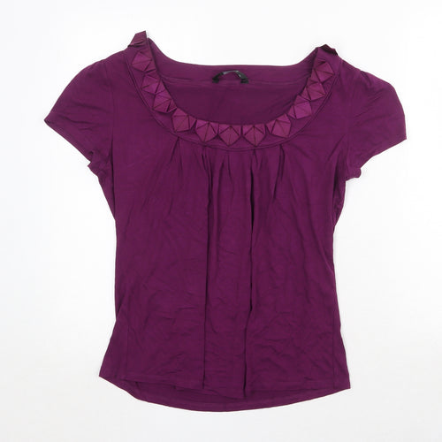 Bonmarché Womens Purple Viscose Basic Tank Size 14 Boat Neck - Pleat Neckline Detail