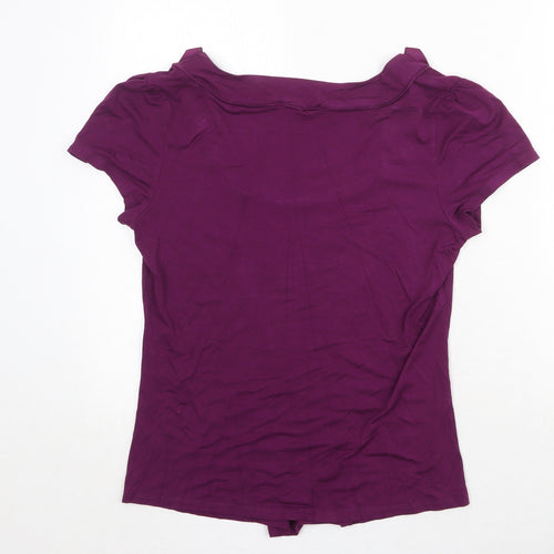Bonmarché Womens Purple Viscose Basic Tank Size 14 Boat Neck - Pleat Neckline Detail