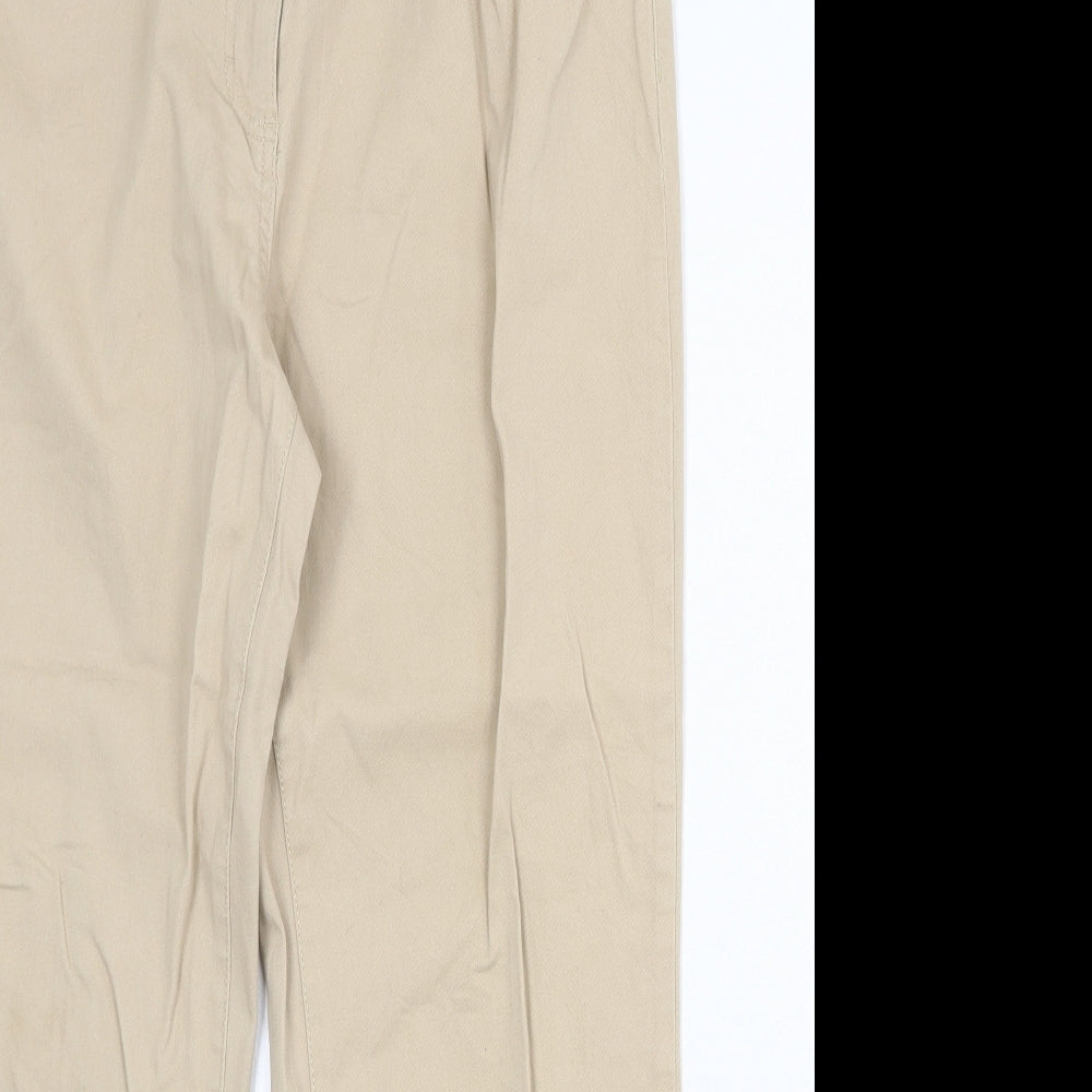 Damart Womens Beige Cotton Trousers Size 16 Regular Zip
