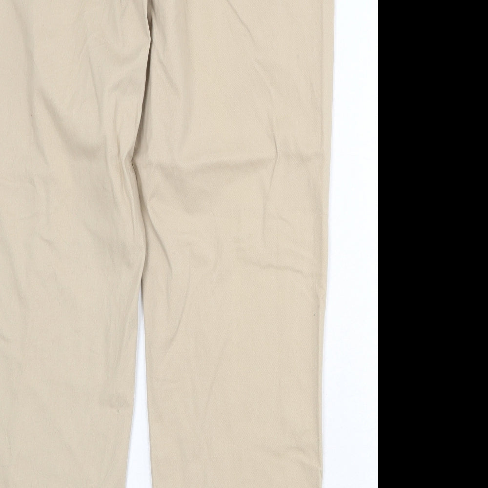 Damart Womens Beige Cotton Trousers Size 16 Regular Zip