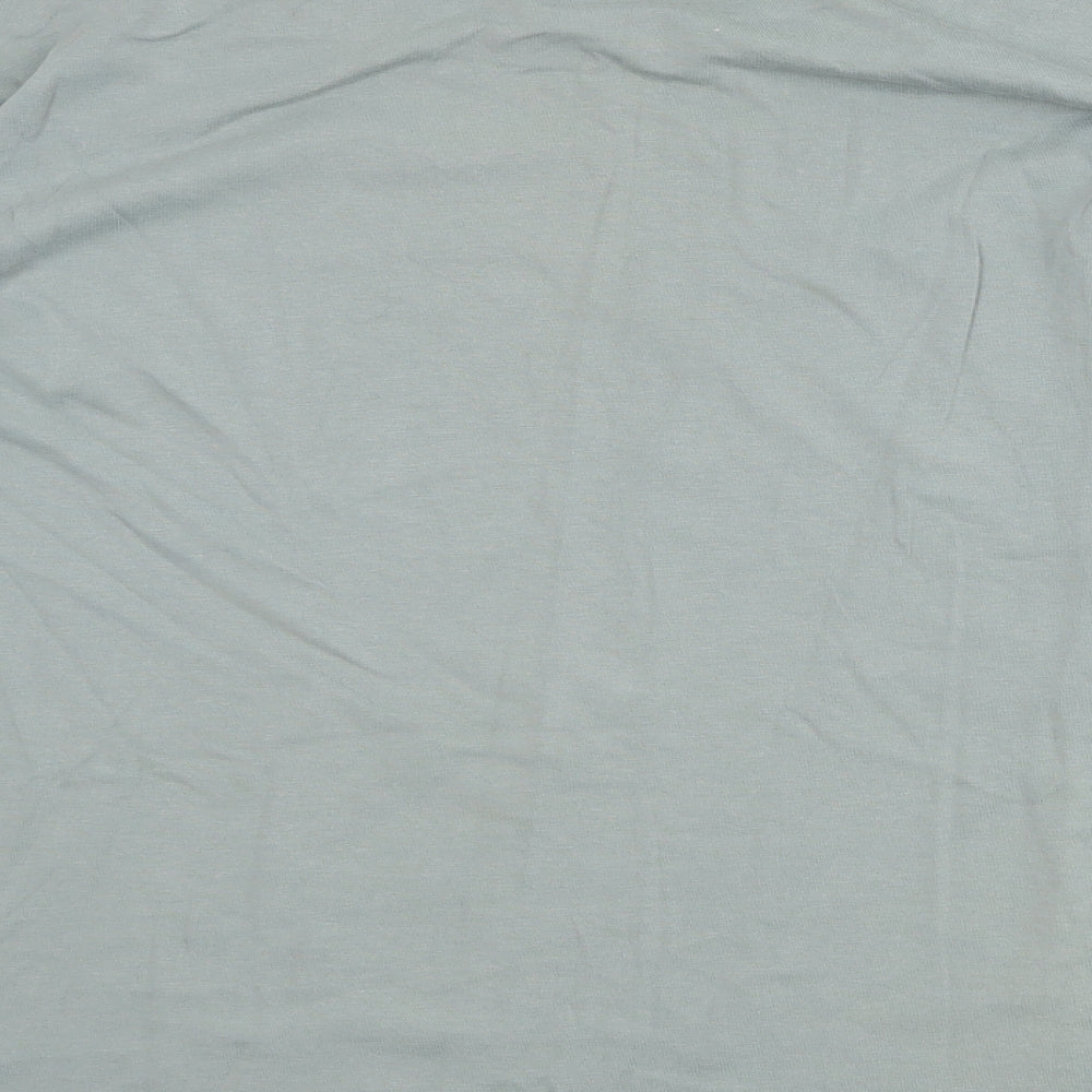 H&M Womens Green 100% Cotton Basic T-Shirt Size L Boat Neck