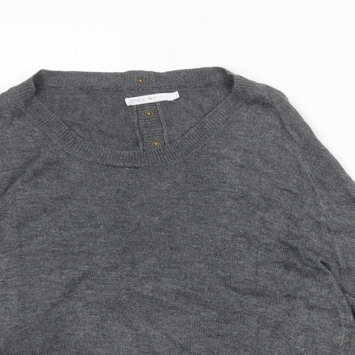 Only Womens Green Scoop Neck Acrylic Pullover Jumper Size S