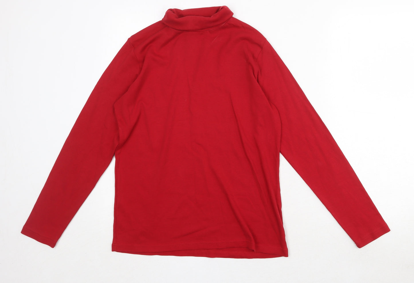 EWM Womens Red 100% Cotton Basic T-Shirt Size M Roll Neck