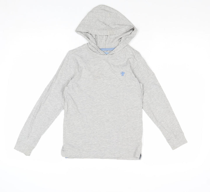 NEXT Boys Grey Cotton Pullover Hoodie Size 7 Years Pullover - Elbow Patches