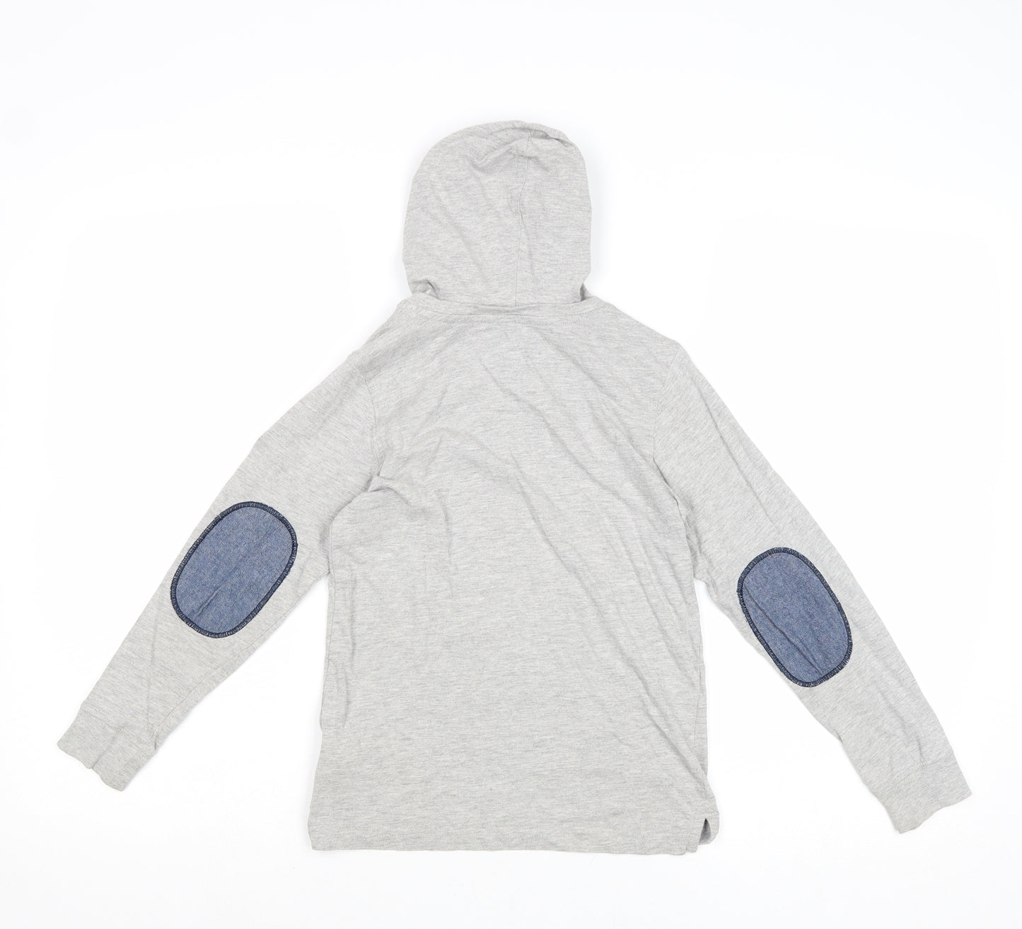 NEXT Boys Grey Cotton Pullover Hoodie Size 7 Years Pullover - Elbow Patches