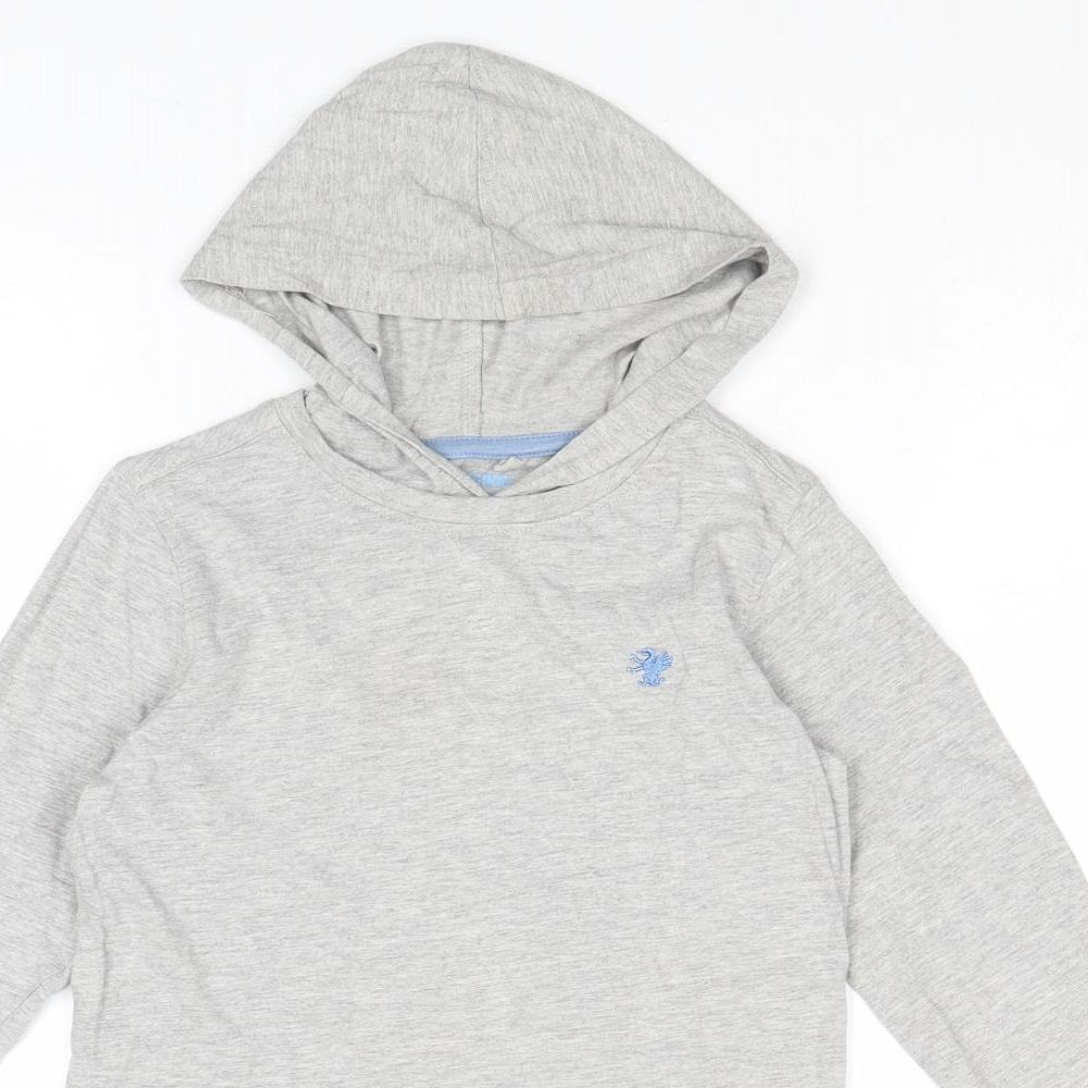 NEXT Boys Grey Cotton Pullover Hoodie Size 7 Years Pullover - Elbow Patches