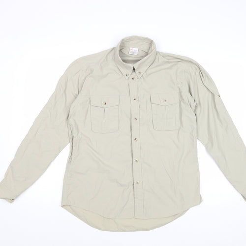 Crane Sports Womens Beige Polyamide Basic Button-Up Size S Collared