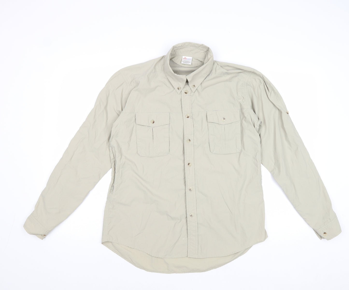 Crane Sports Womens Beige Polyamide Basic Button-Up Size S Collared