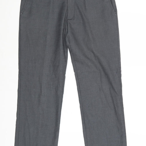 TL Mens Grey Polyester Dress Pants Trousers Size 32 in Regular Zip