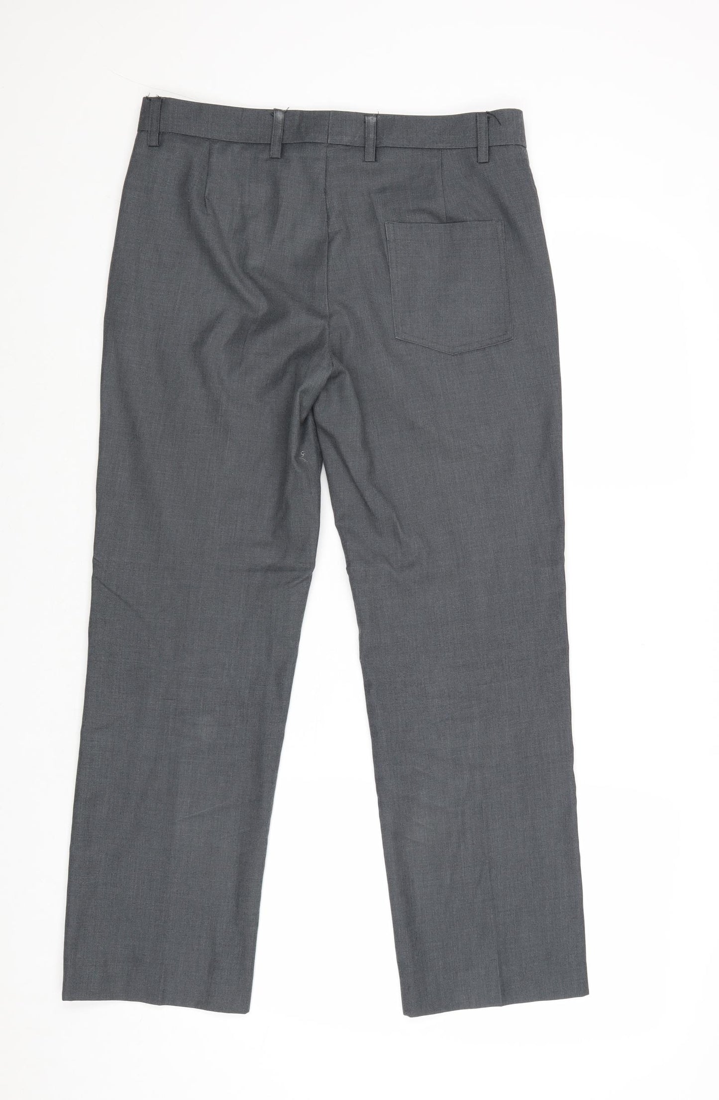 TL Mens Grey Polyester Dress Pants Trousers Size 32 in Regular Zip