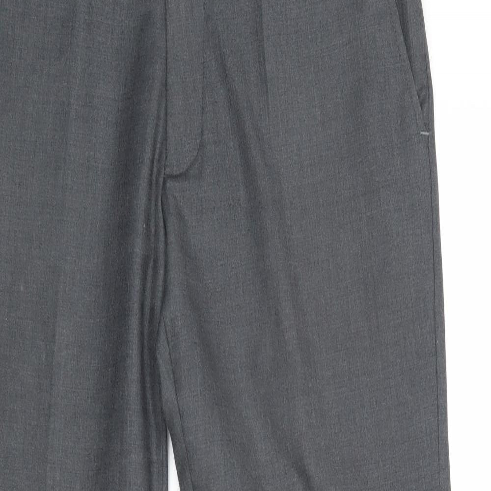 TL Mens Grey Polyester Dress Pants Trousers Size 32 in Regular Zip