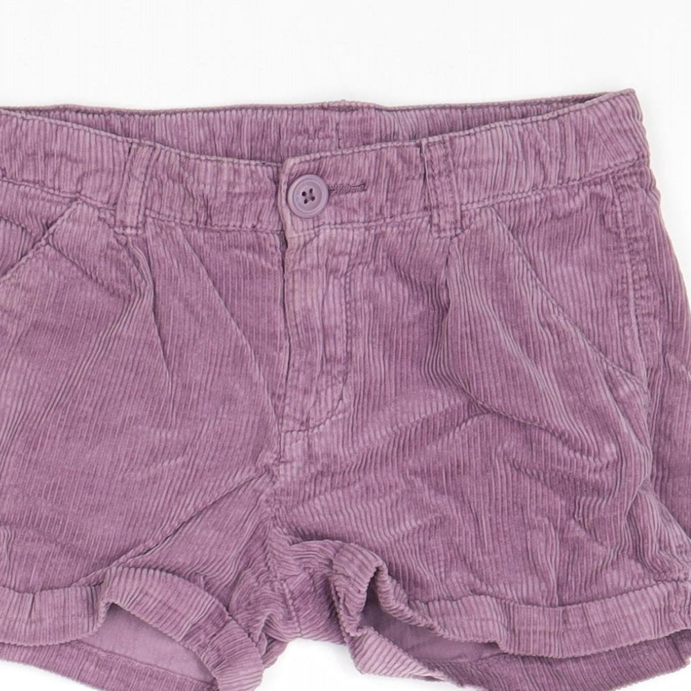 H&M Girls Purple Cotton Chino Shorts Size 7-8 Years Regular Zip