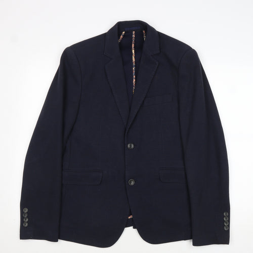 Without Prejudice Mens Blue Polyester Jacket Suit Jacket Size 40 Regular