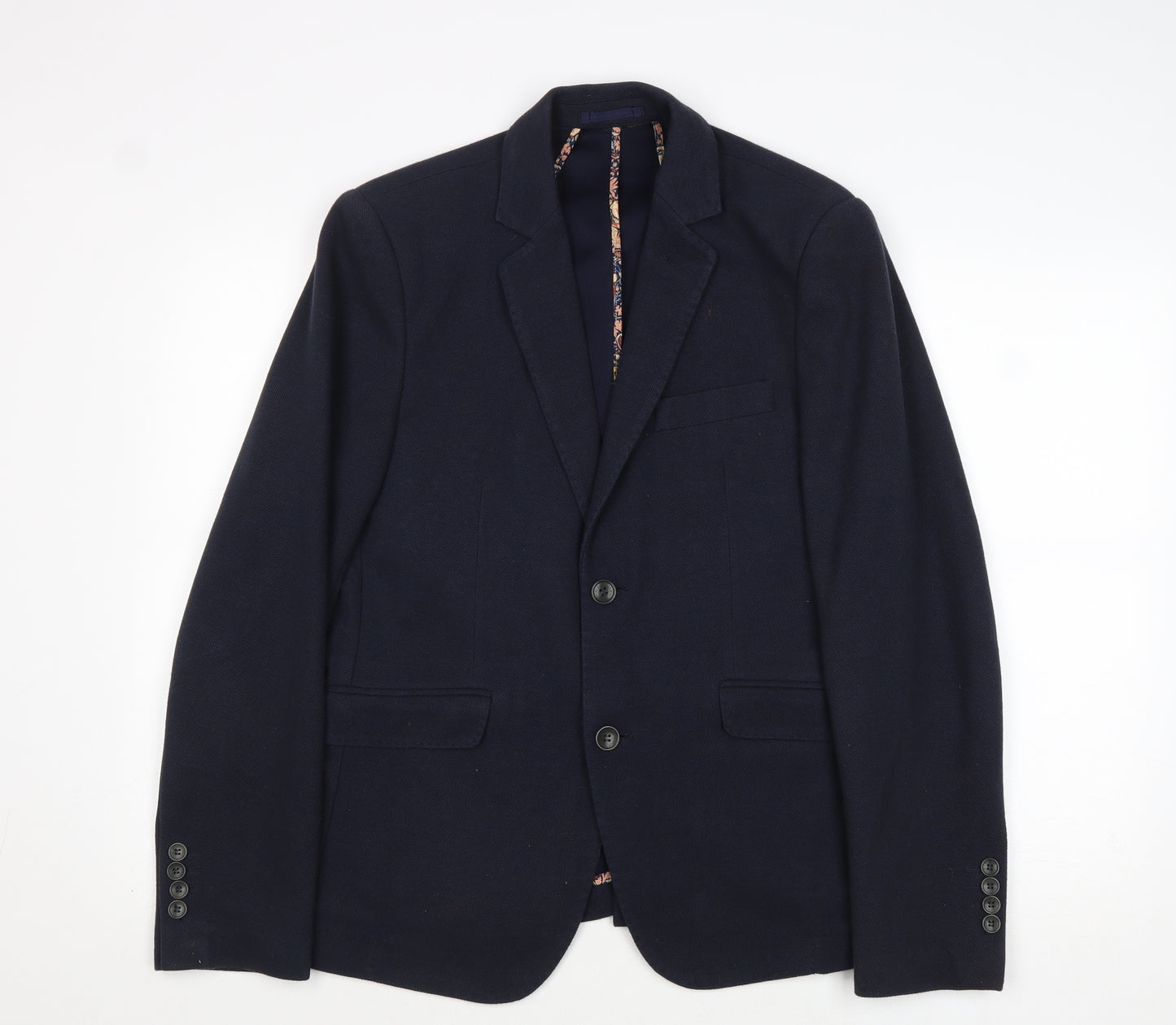 Without Prejudice Mens Blue Polyester Jacket Suit Jacket Size 40 Regular