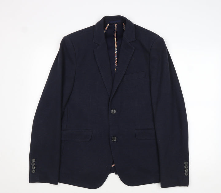 Without Prejudice Mens Blue Polyester Jacket Suit Jacket Size 40 Regular