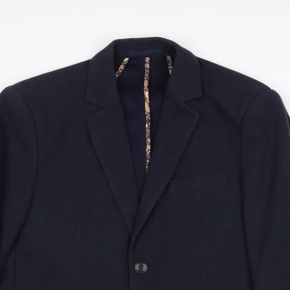 Without Prejudice Mens Blue Polyester Jacket Suit Jacket Size 40 Regular