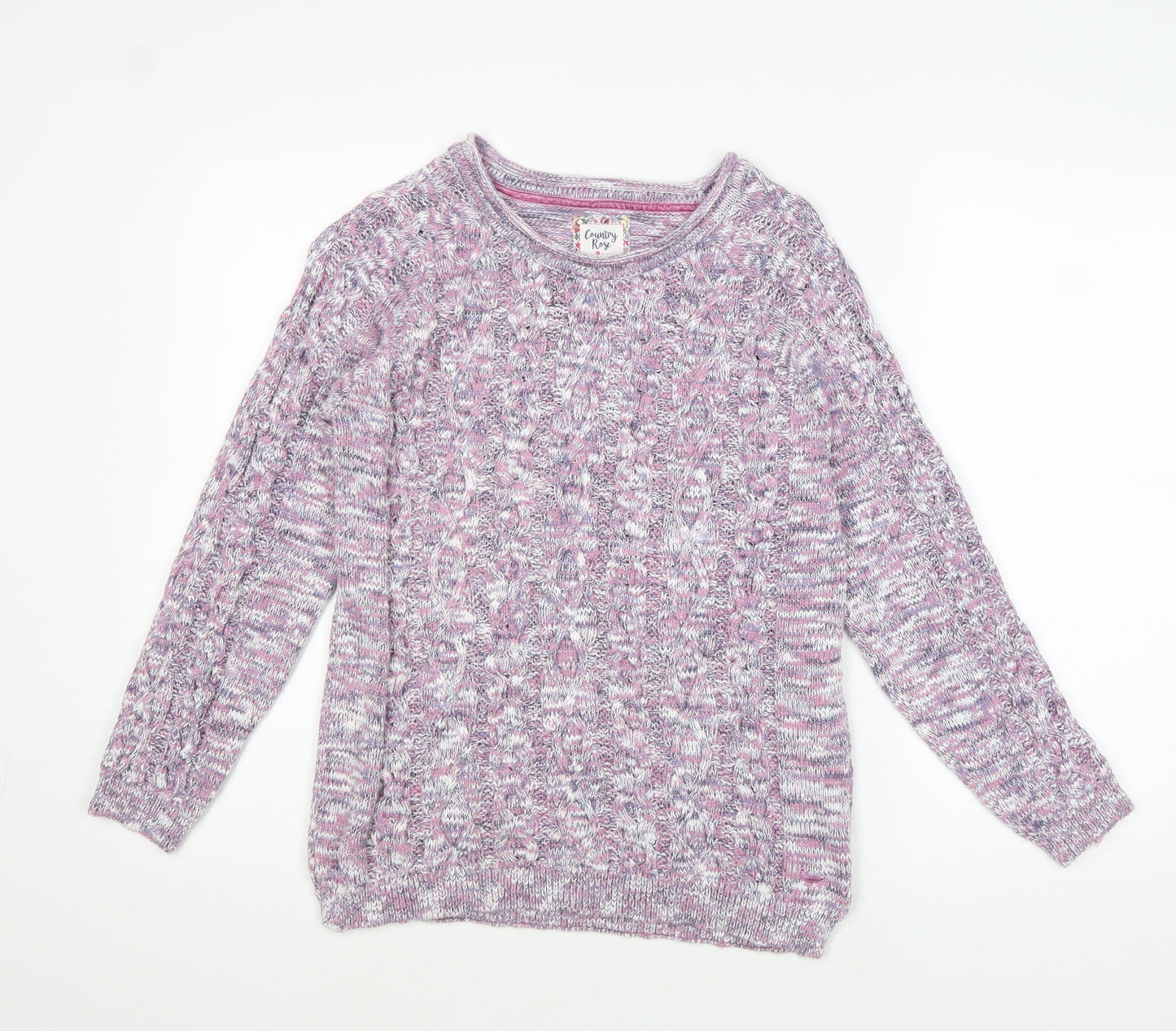 Country Rose Womens Purple Round Neck Acrylic Pullover Jumper Size S