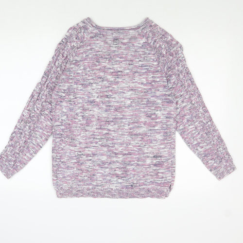 Country Rose Womens Purple Round Neck Acrylic Pullover Jumper Size S