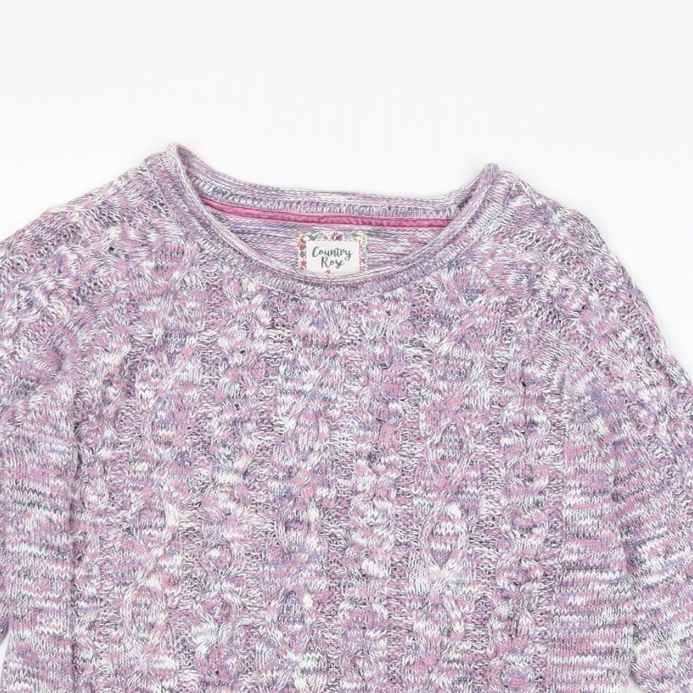 Country Rose Womens Purple Round Neck Acrylic Pullover Jumper Size S