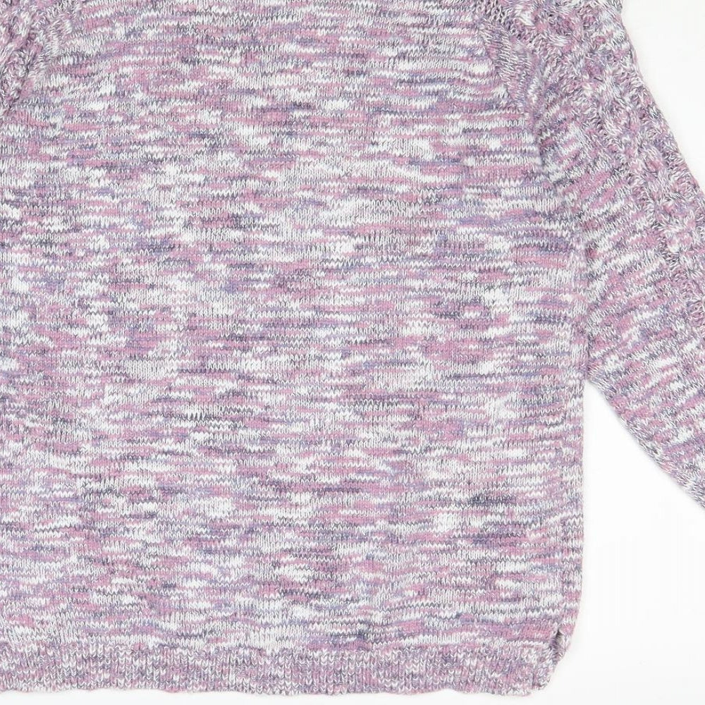 Country Rose Womens Purple Round Neck Acrylic Pullover Jumper Size S