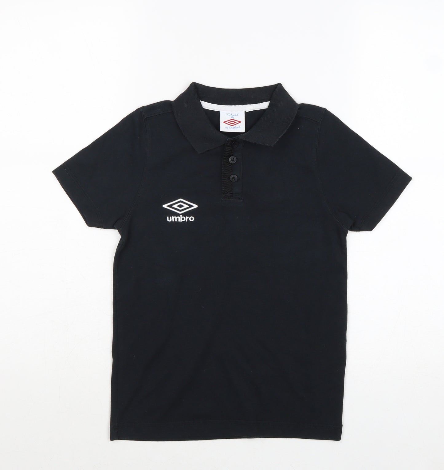 Umbro Boys Black Cotton Pullover Polo Size 9 Years Collared Button