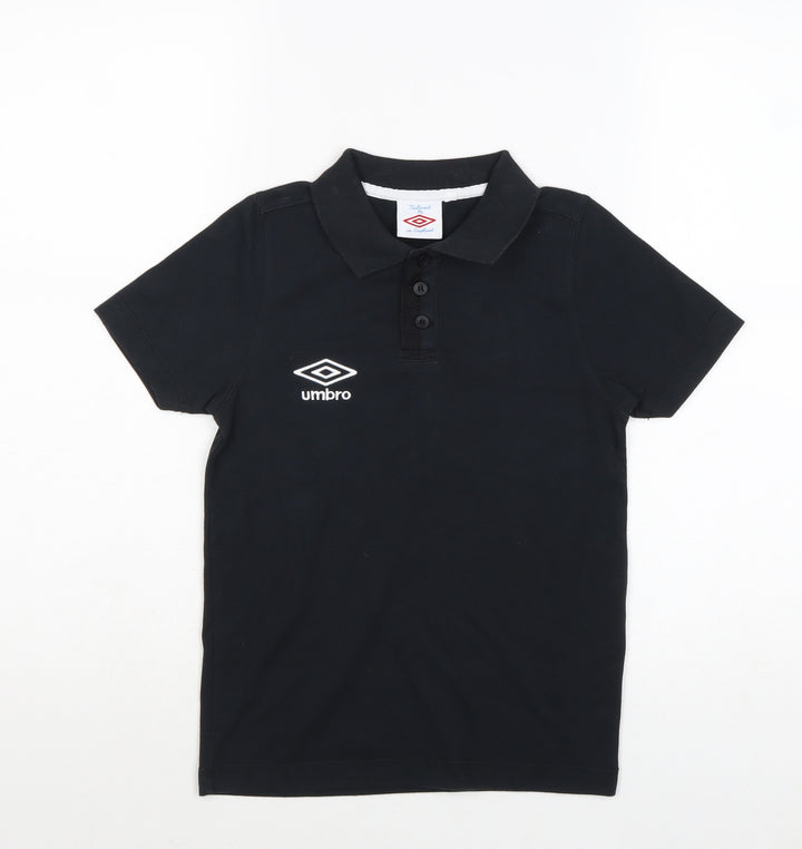 Umbro Boys Black Cotton Pullover Polo Size 9 Years Collared Button