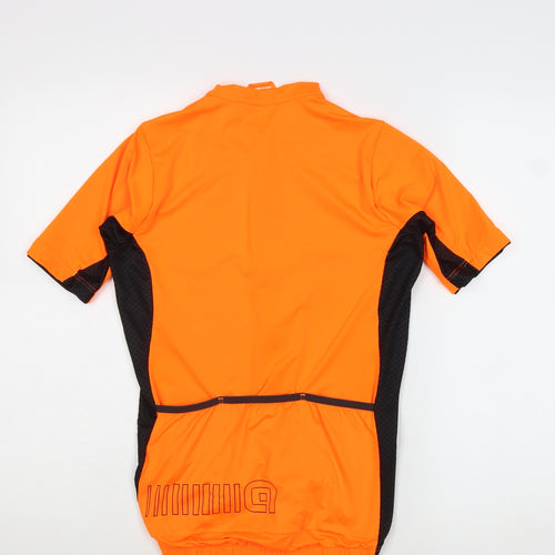ALE Womens Orange Polyester Jersey T-Shirt Size S Mock Neck Snap