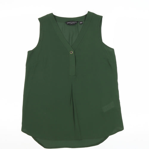Dorothy Perkins Womens Green Polyester Basic Tank Size 6 V-Neck