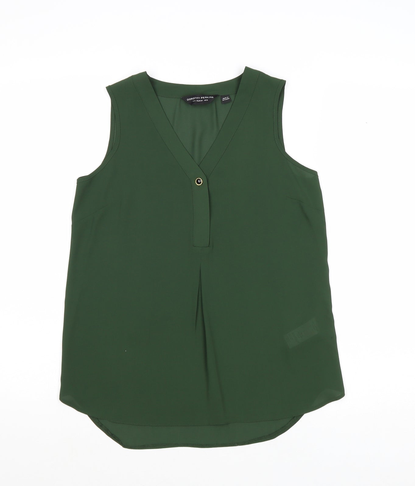 Dorothy Perkins Womens Green Polyester Basic Tank Size 6 V-Neck