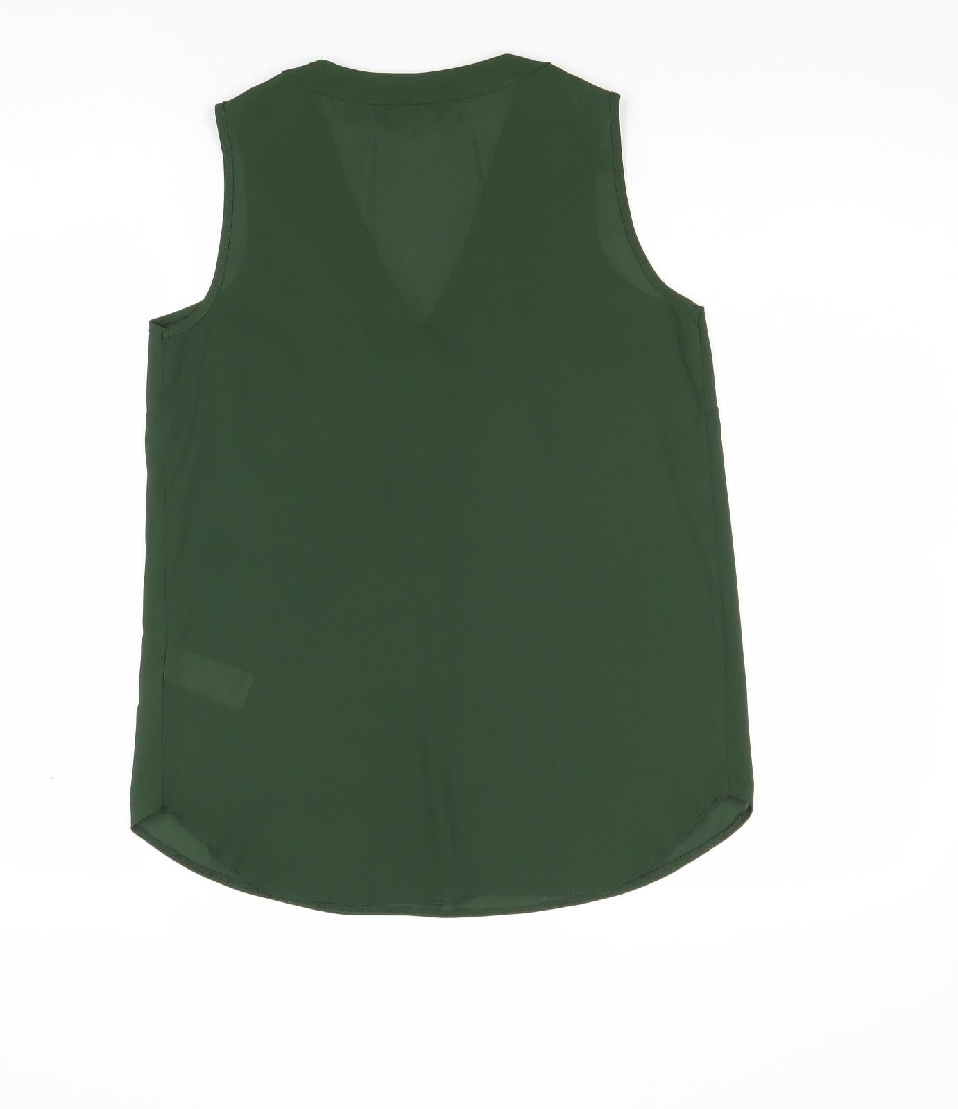 Dorothy Perkins Womens Green Polyester Basic Tank Size 6 V-Neck