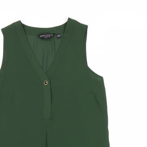 Dorothy Perkins Womens Green Polyester Basic Tank Size 6 V-Neck