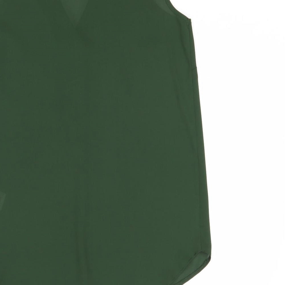 Dorothy Perkins Womens Green Polyester Basic Tank Size 6 V-Neck