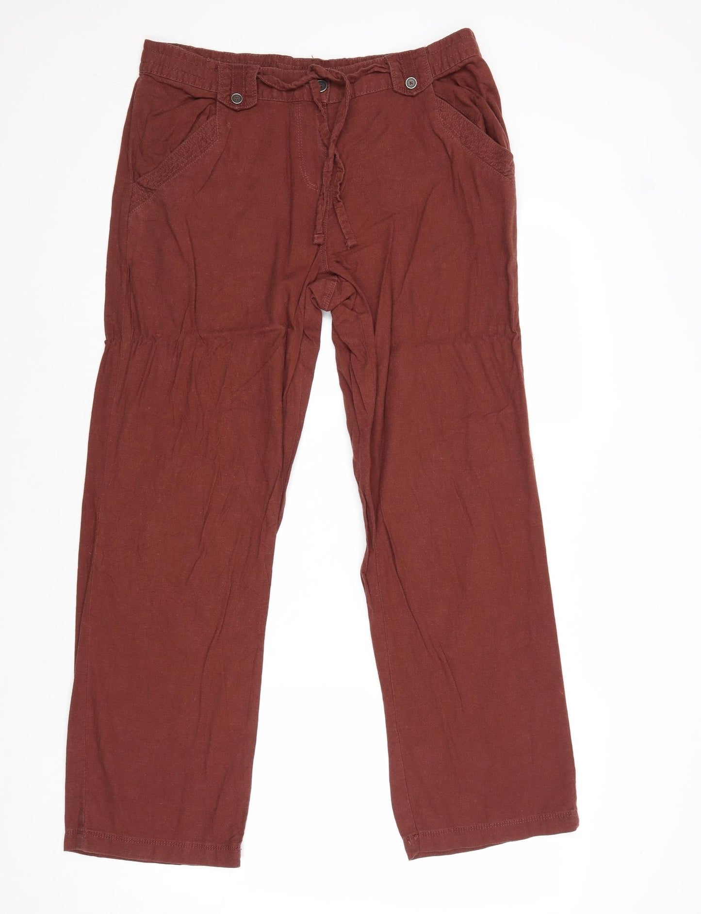 Debenhams Womens Brown Viscose Trousers Size 14 Regular Zip