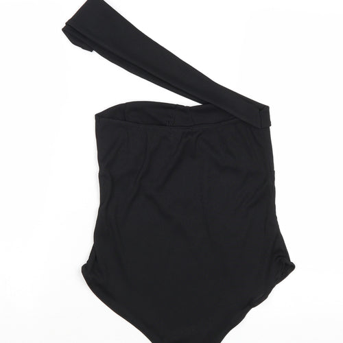 PRETTYLITTLETHING Womens Black Polyester Bodysuit One-Piece Size 10 Pullover