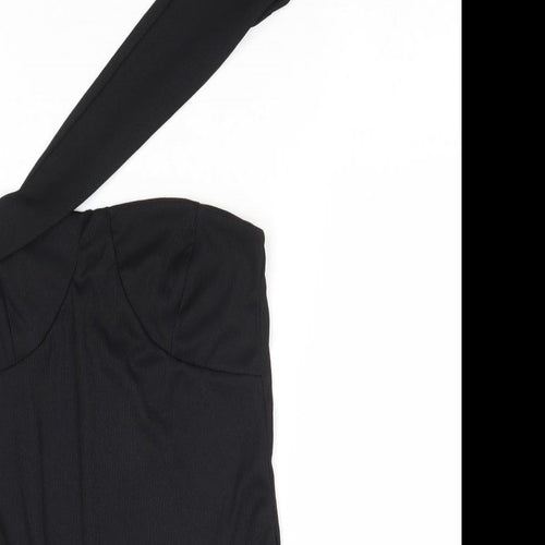 PRETTYLITTLETHING Womens Black Polyester Bodysuit One-Piece Size 10 Pullover