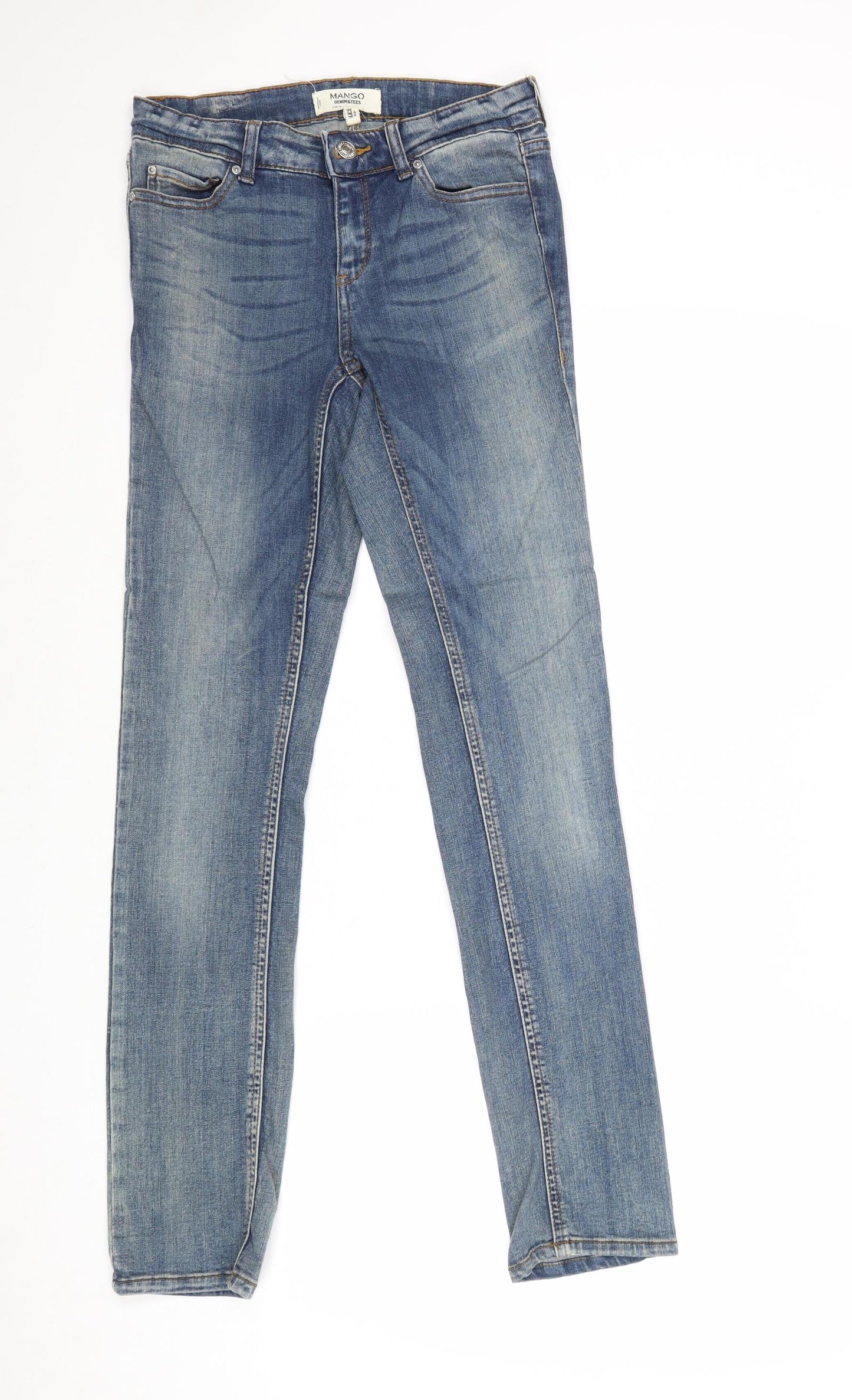 Mango Womens Blue Cotton Skinny Jeans Size 6 Slim Zip