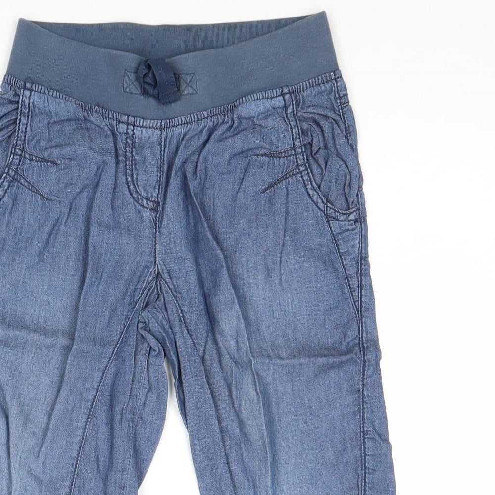 NEXT Boys Blue Cotton Jogger Trousers Size 9 Years Regular Drawstring