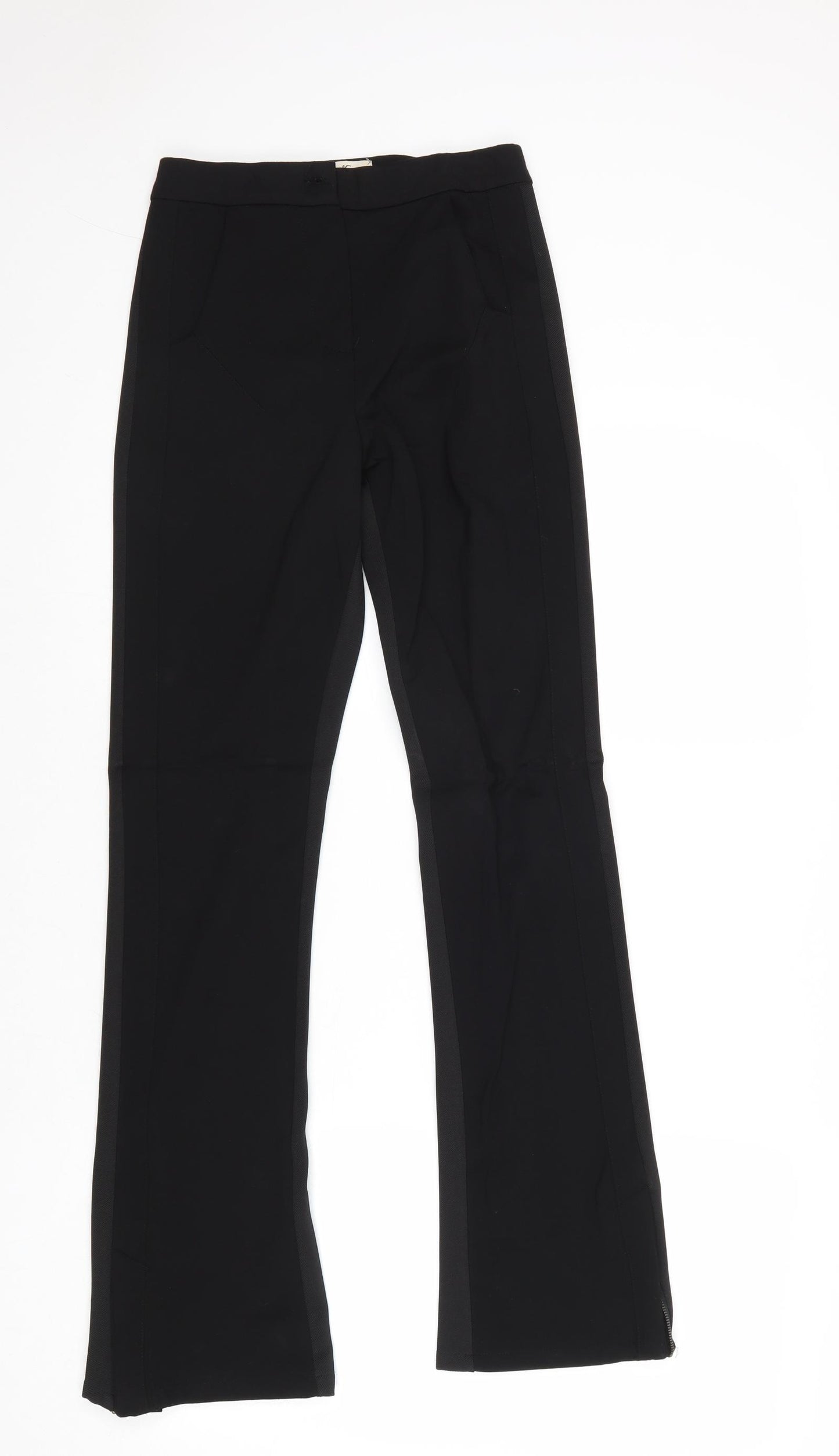 Daniel Cassin Womens Black Viscose Trousers Size 2XS Regular Zip
