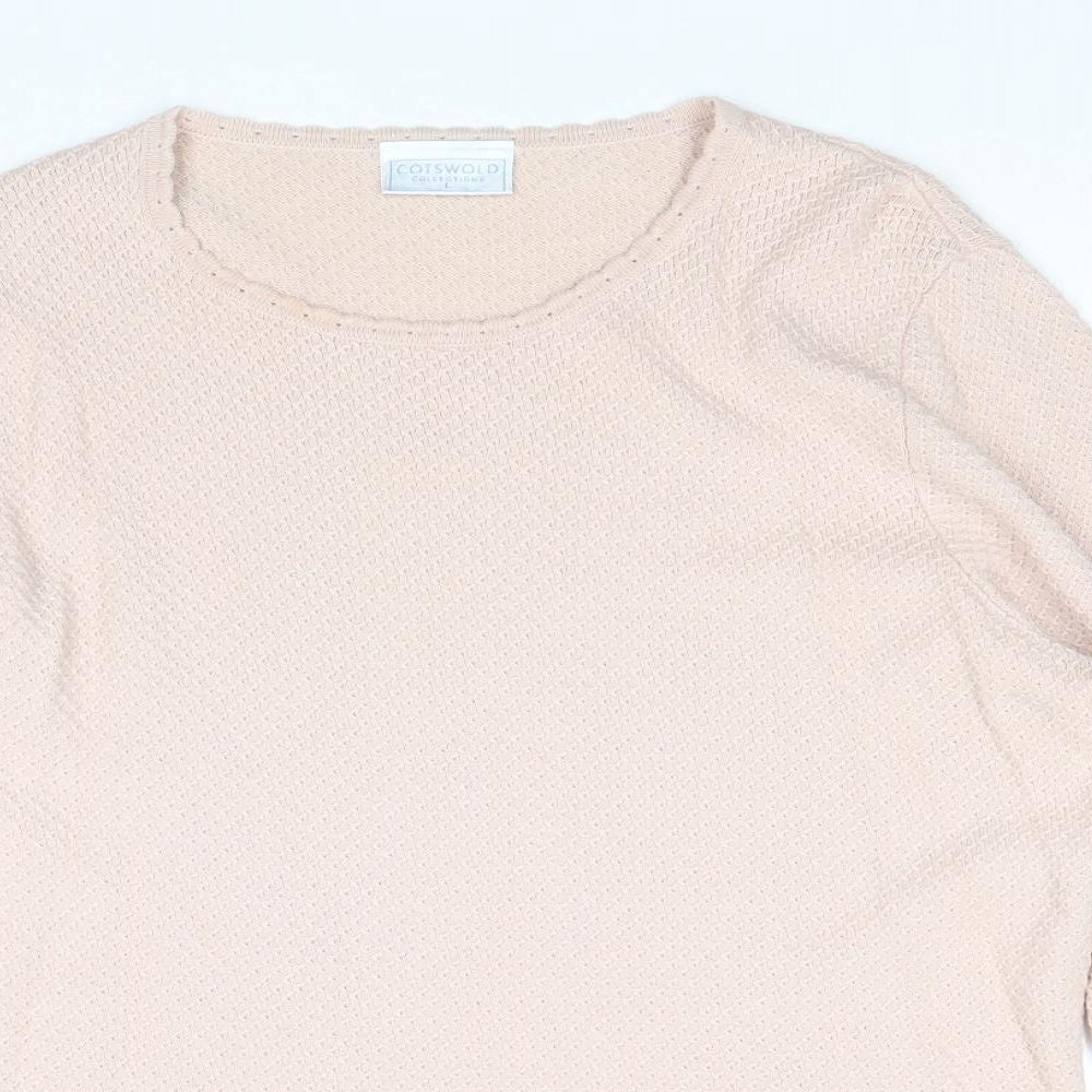 Cotswold Collection Womens Pink Round Neck Cotton Pullover Jumper Size L