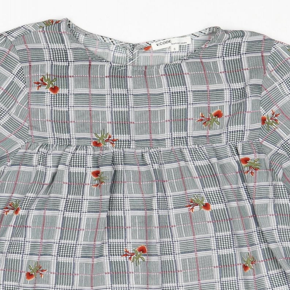 V.Code Womens Multicoloured Geometric Polyester Basic Blouse Size S Round Neck - Flower Print