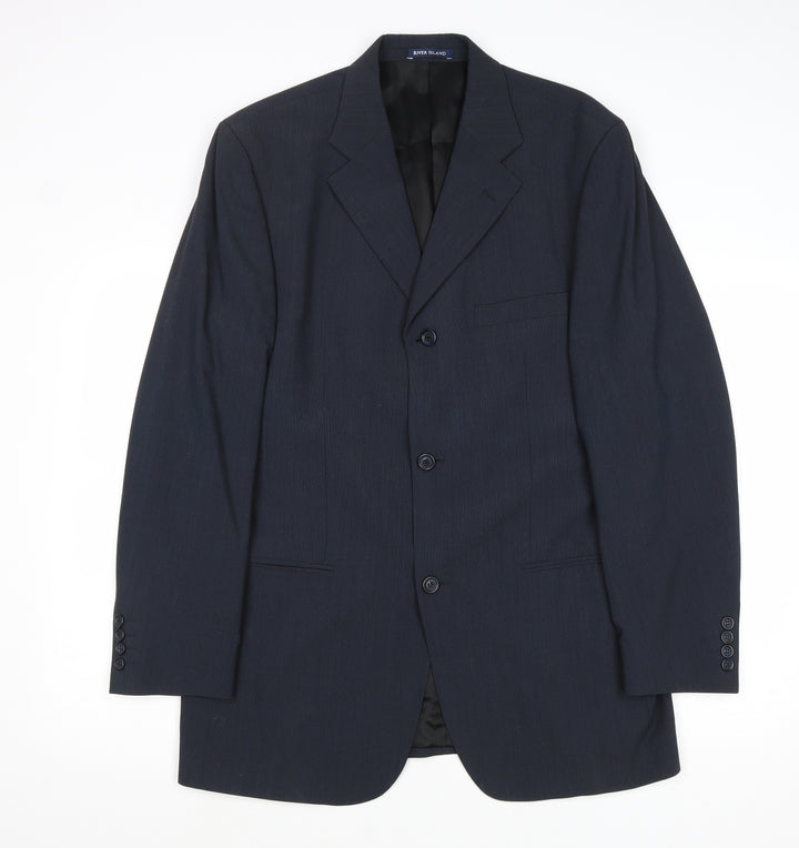 River Island Mens Blue Polyester Jacket Suit Jacket Size 40 Regular